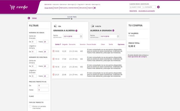 Imagen principal - Renfe bloquea los billetes desde Granada a todos los destinos excepto a Madrid