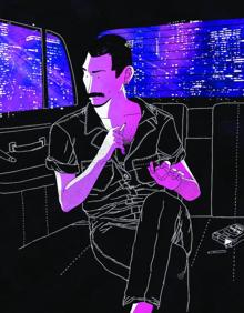 Imagen secundaria 2 - Dos ilustraciones de 'Freddie Mercury. Una biografía' y Rami Malek en 'Bohemian Rhapsody'