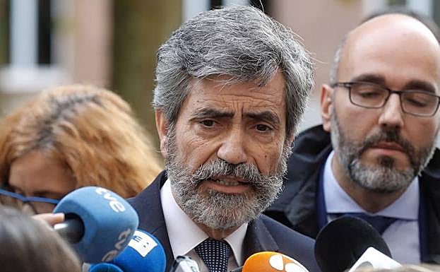 Carlos Lesmes atiende a los medios el pasado miércoles. 