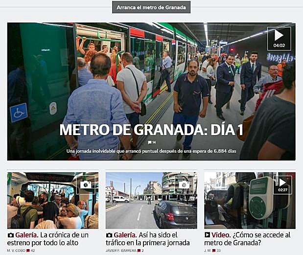 Así lucía Ideal.es el 21 de septiembre por la noche, tras el primer día de funcionamiento del metro de Granada de cara al público.