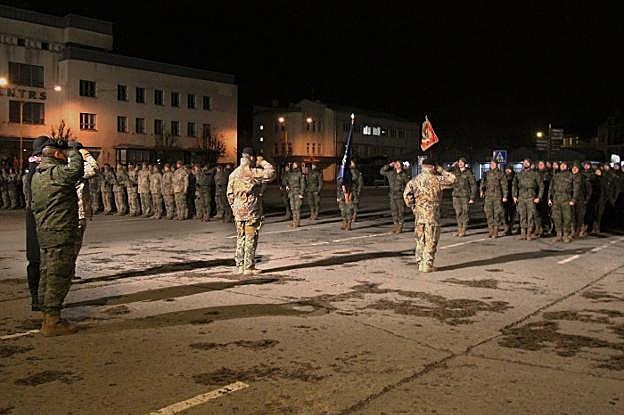 Unidades a pie durante la parada militar.