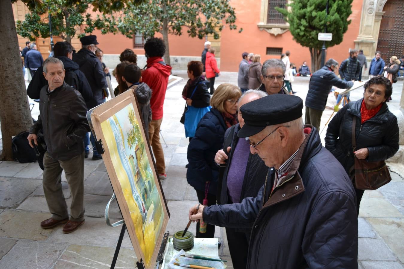 Un centenar de pintores de Andalucía Oriental celebraron el domingo, 25 de noviembre, el Día Mundial de la Acuarela, en el entorno de la Catedral de Granada