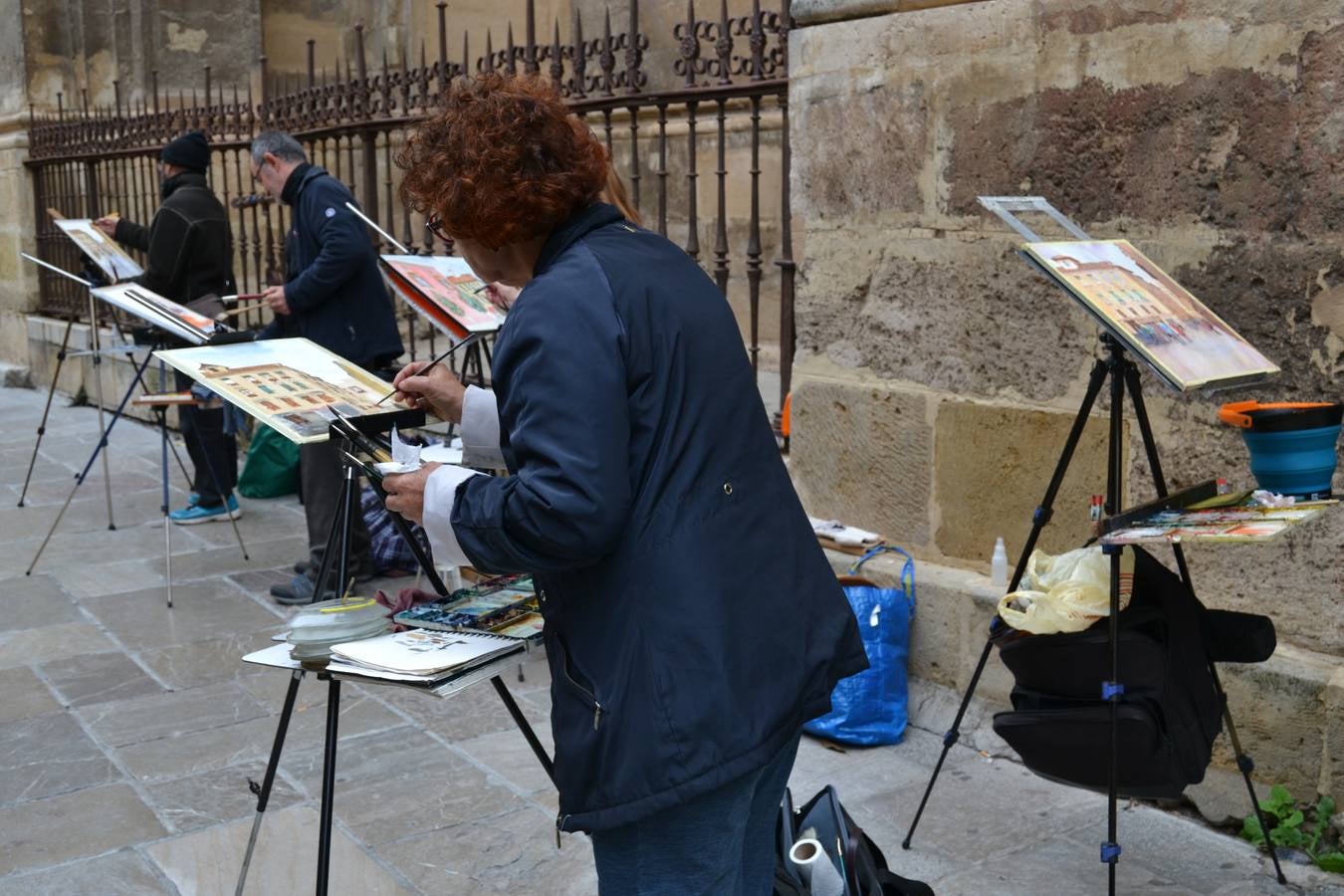 Un centenar de pintores de Andalucía Oriental celebraron el domingo, 25 de noviembre, el Día Mundial de la Acuarela, en el entorno de la Catedral de Granada