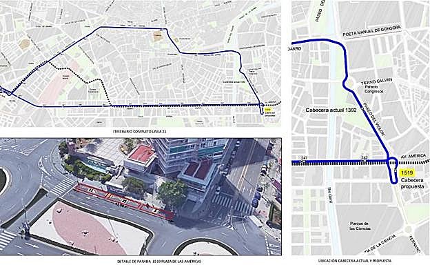 La línea 21 cambia su cabecera a Plaza de las Américas.