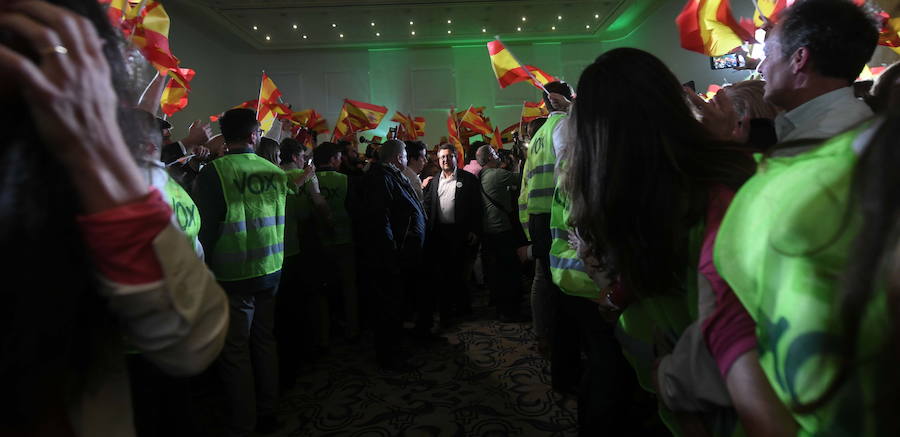 Francisco Serrano, candidato a la Junta de Andalucía por VOX, en un momento poselectoral.