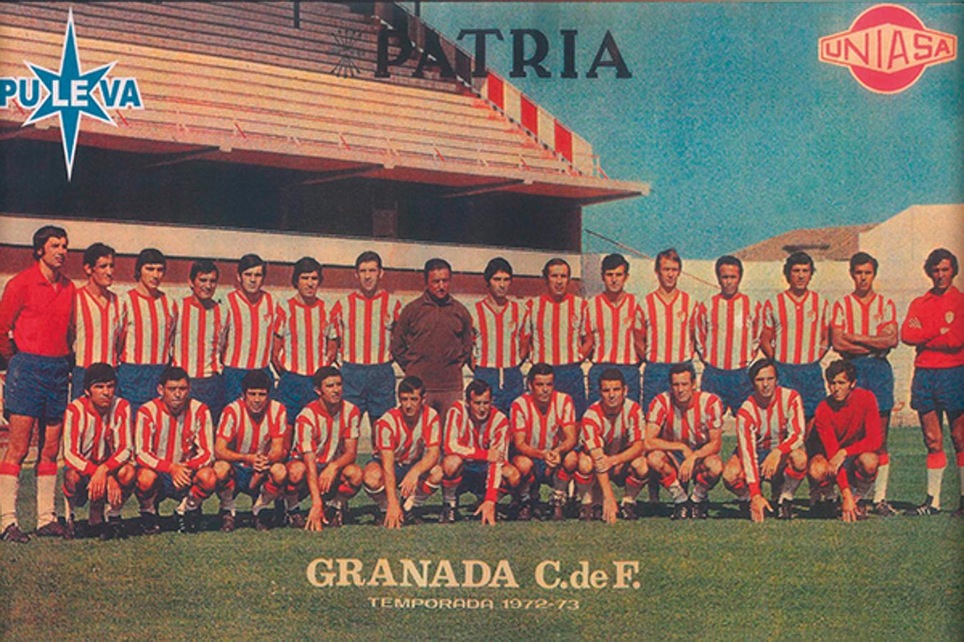 1972. PULEVA A PRIMERA CON EL GRANADA.El equipo del Granada Club de Fútbol, con PULEVA como principal patrocinador de la temporada 1972.73, en Primera División. 