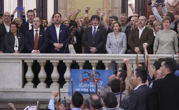 Imagen en el Parlamento catalán el día de la votación de la Declaración Unilateral de Independencia, el 27 de octubre de 2017.