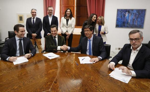 Reparto del Gobierno en Andalucía: Cs tendrá 5 consejerías y la vicepresidencia