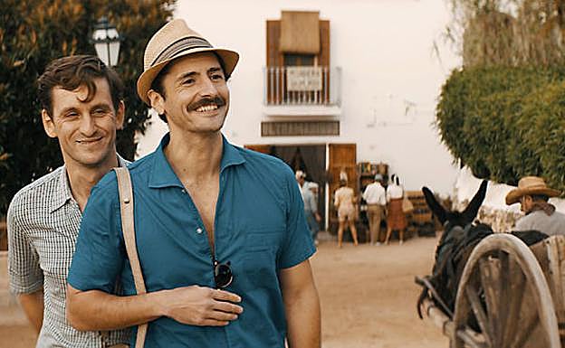 Una imagen del rodaje, con Raúl Arévalo y Juan Diego Botto.