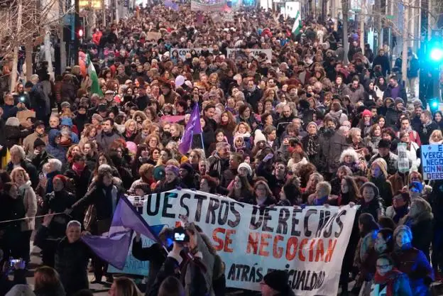 Cabecera de la manifestación, ayer en Granada capital. 