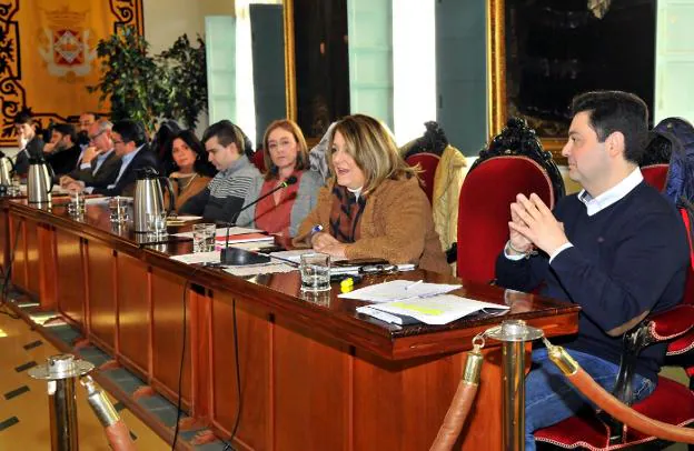La presidenta y portavoz del PP, Ángeles Isac, interviene durante el pleno extraordinario.