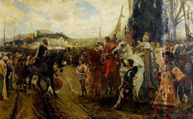 Vista de la obra 'La rendición de Granada', de Francisco Padilla. 