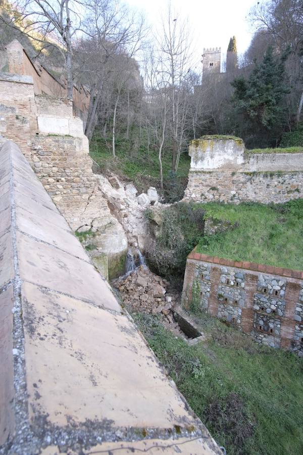 La zona está siendo intervenida por los técnicos de la Alhambra y el Ayuntamiento de Granada dentro del ambicioso plan para restaurar el paseo Romayla