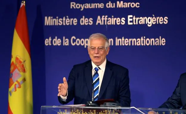 El ministro de Asuntos Exteriores, José Borrell, este jueves en Marruecos.