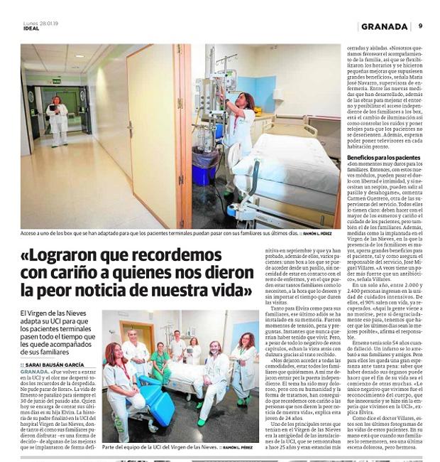 Reportaje publicado este año en el periódico IDEAL sobre las mejores en la UVI del Virgen de las Nieves.