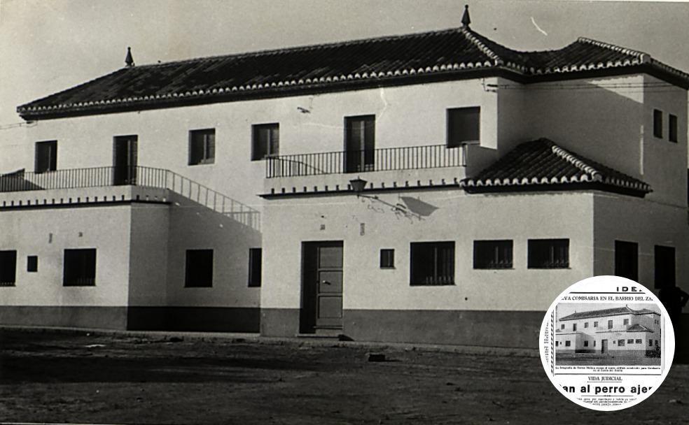 La comisaría del Zaidín en 1962, cuando se inauguró. En el círculo, la publicación de IDEAL