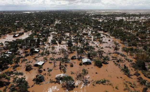 Casas inundadas tras el paso del ciclón Idai en el distrito de Buzi, en las afueras de Beira, Mozambique.