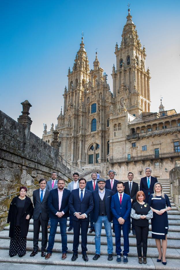 Foto de familia de los alcaldes de las ciudades Patrimonio.