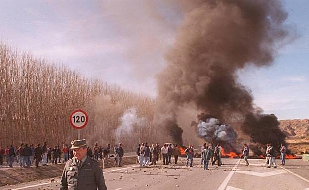 Una de las protestas por el cierre de las minas en el año 1996.