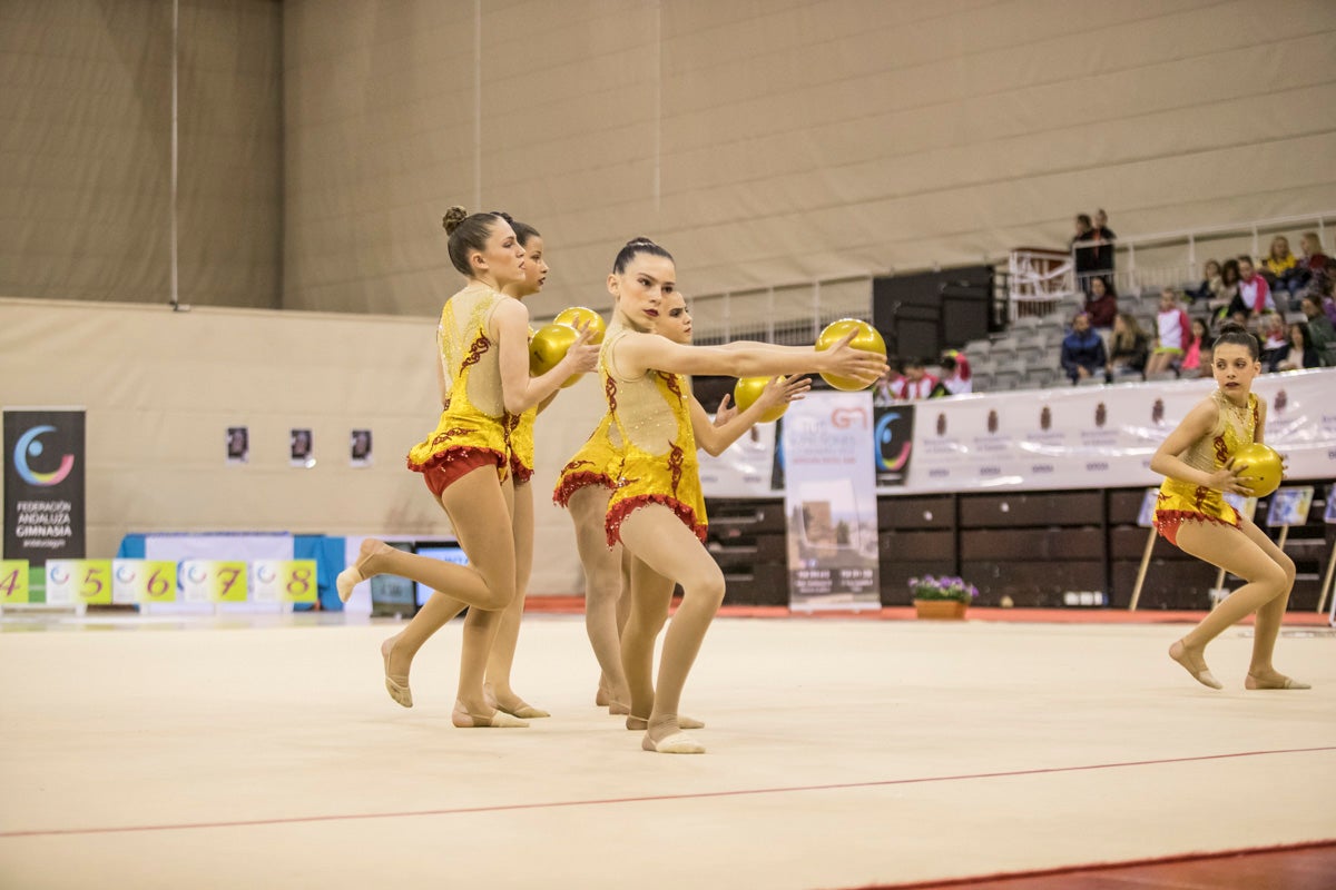 El Circuito Andaluz de gimnasia rítmica para la categoría de promesas se está celebrando en el Palacio de los Deportes. Más de dos mil niñas de toda la comunidad autónoma están poniendo sobre el tapiz todo lo aprendido y ensayado a lo largo del curso. 
