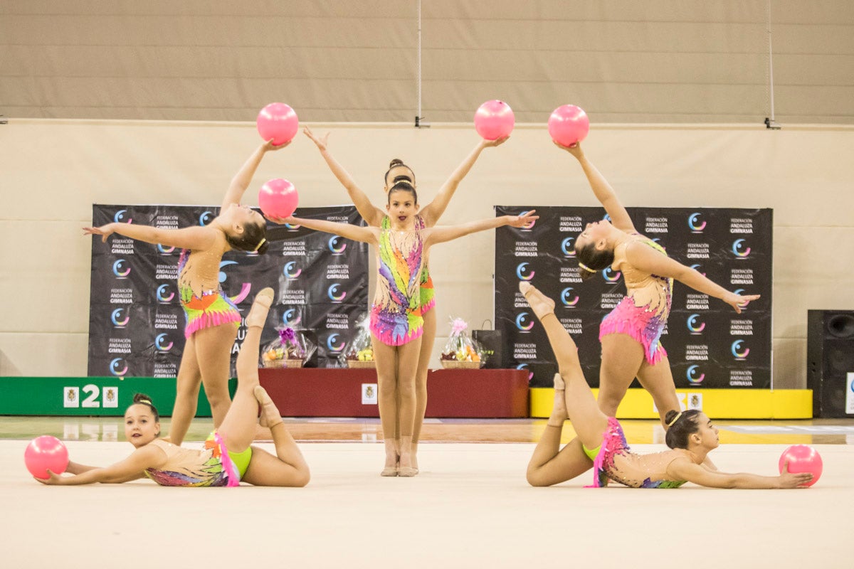 El Circuito Andaluz de gimnasia rítmica para la categoría de promesas se está celebrando en el Palacio de los Deportes. Más de dos mil niñas de toda la comunidad autónoma están poniendo sobre el tapiz todo lo aprendido y ensayado a lo largo del curso. 