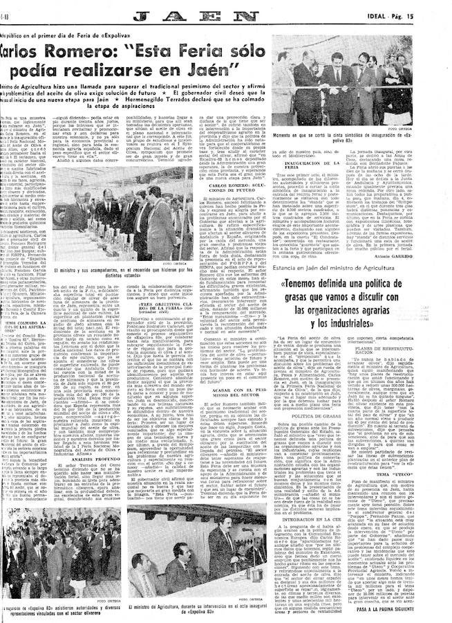 17 de mayo de 1983. Inauguración de la Primera Expoliva.