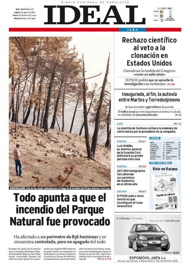 2 de agosto de 2001. El gran incendio en el Parque de Cazorla.