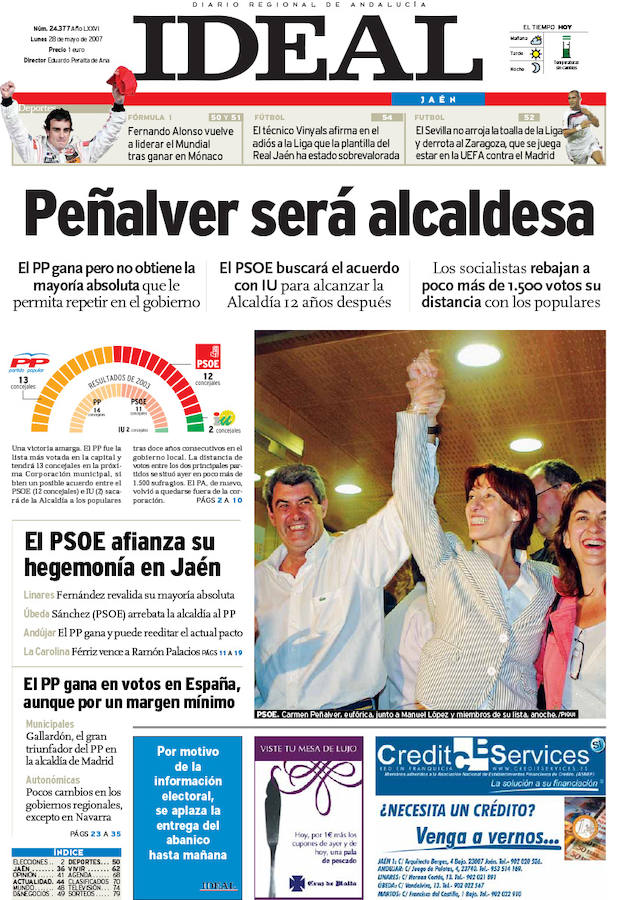28 de junio de 2007. Peñalver, primera alcaldesa de Jaén.