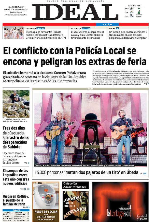 16 de septiembre de 2007. Conciento de Sabina y Serrat en Úbeda.