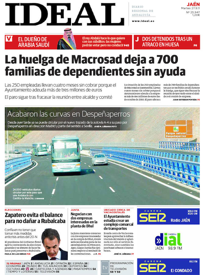 27 de septiembre de 2011. Apertura autovía Despeñaperros.