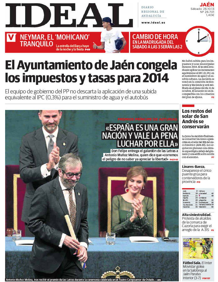 26 de octubre de 2013. Muñoz Molina, Premio Principe de Asturias.