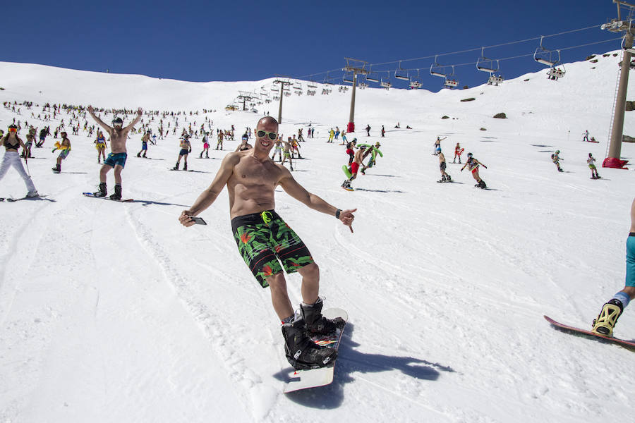 500 de esquiadores y snowboarders han participado este sábado en la VII Bajada en Bañador