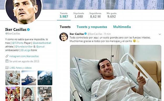 Casillas pasa su primera noche en el hospital estable y rodeado de su familia
