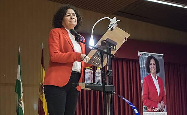 Pilar Aranda, en el acto de fin de campaña de las elecciones.
