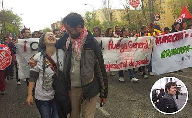 Neyva Molina en una de las muchas protestas del 15M. En el círculo, en la pasada campaña.