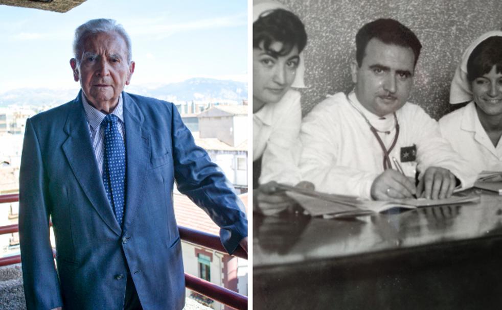 José Rodriguez López, en la actualidad, y cuando era un joven doctor en el hospital militar de Granada.