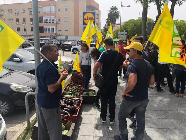 Productores de Coag en el acto de protesta organizado en Almería.