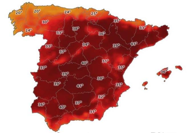 Mapa de calor para el viernes. 