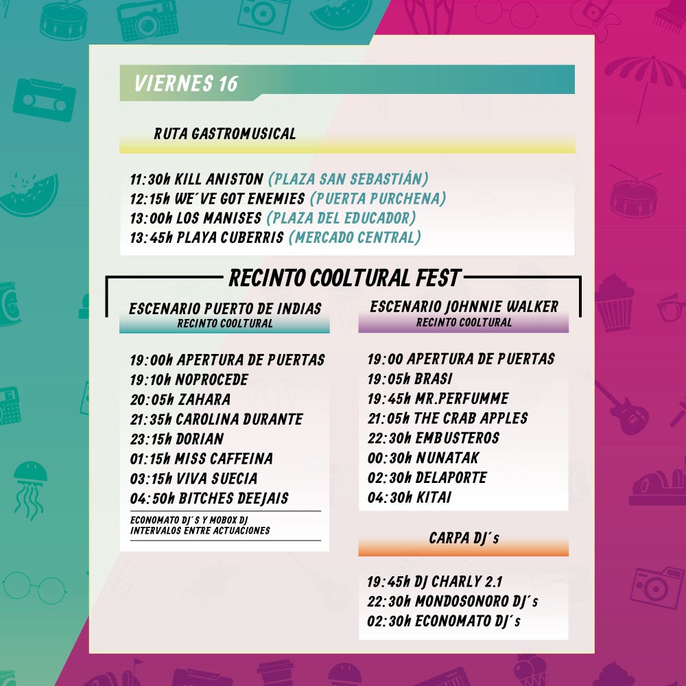 Horarios del Cooltural Fest