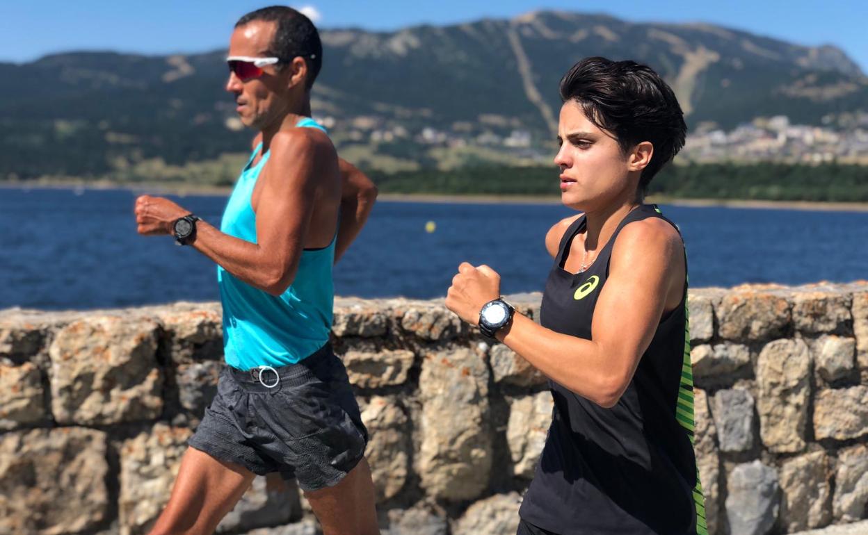 María Pérez durante uno de sus rodajes en Font Romeu. 