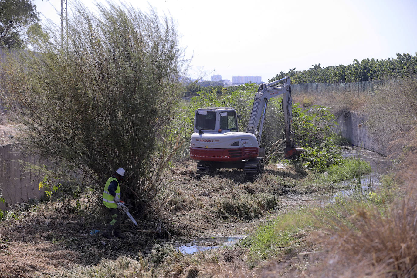 Trabajos en la rambla de Los Álamos. 