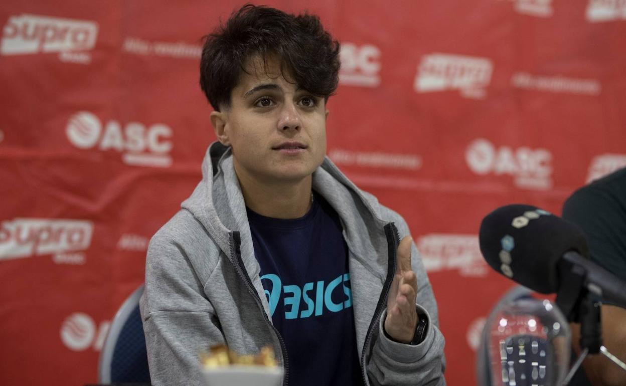 María Pérez, durante su comparecencia de prensa. 