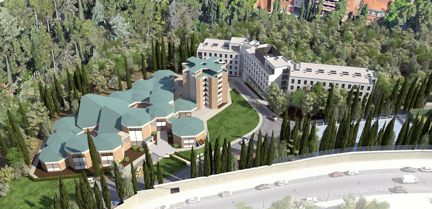 Imagen principal - Reproducción del proyecto de la residencia en el antiguo colegio mayor Loyola. 