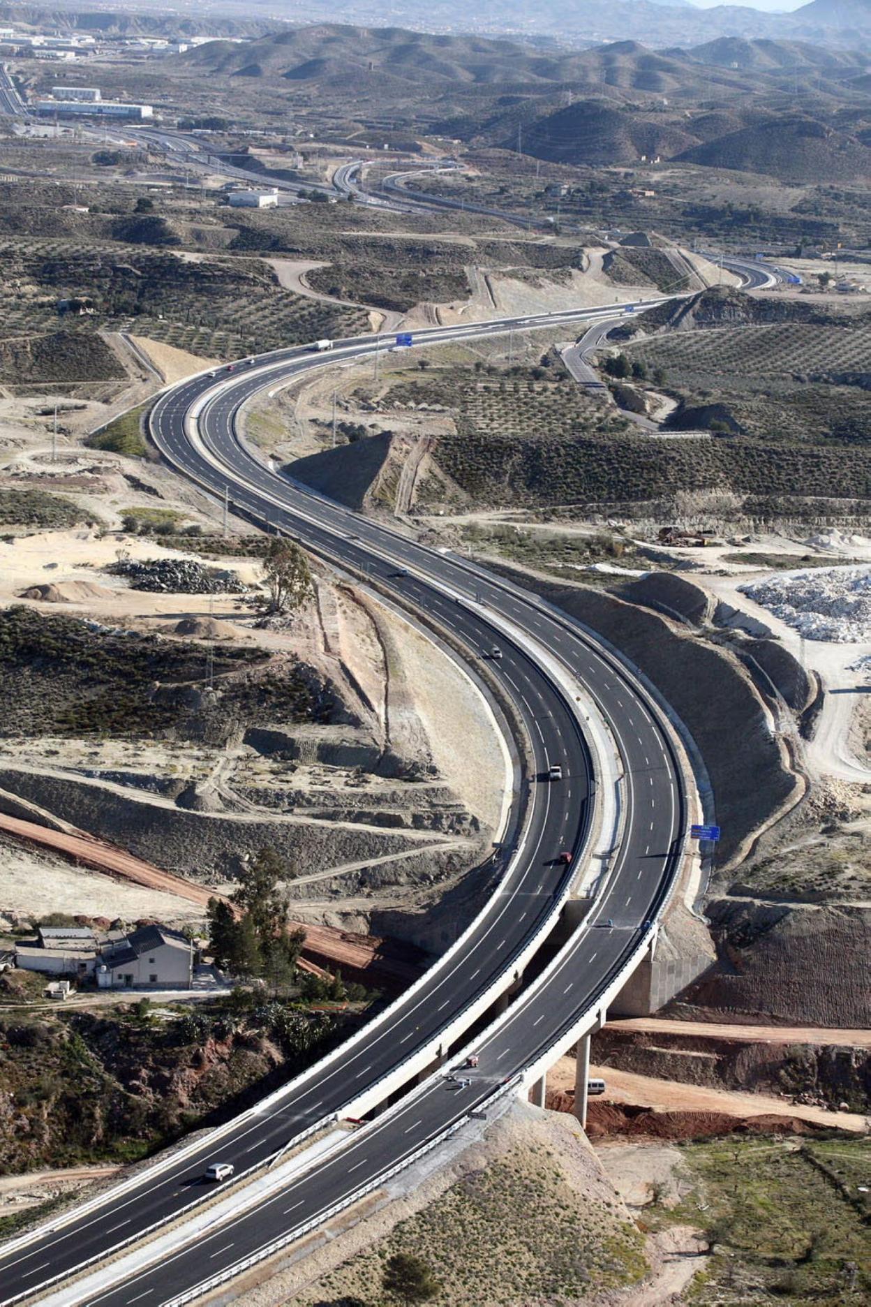 Vista aérea de uno de los tramos de la autovía del Almanzora.