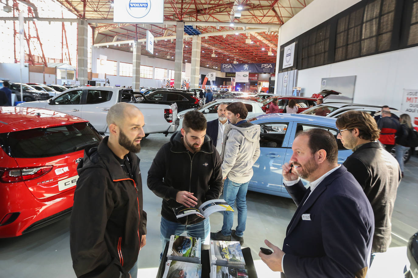 Cientos de coches lucen entre las banderas que ondean anunciando las firmas y los concesionarios oficiales que, saben, es una oportunidad única para adquirir vehículos con grandes descuentos