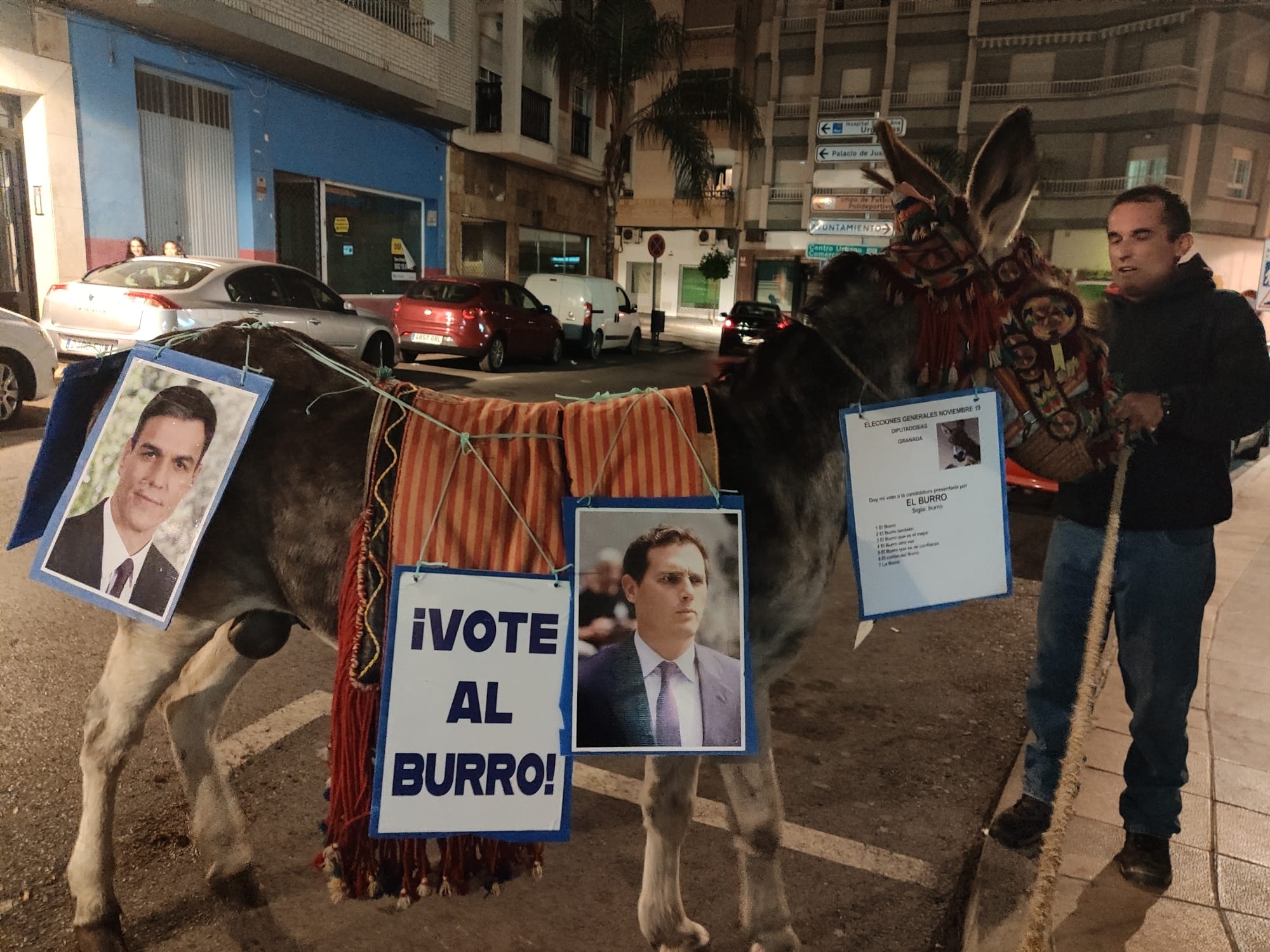 «Vote al burro»: La curiosa acción protesta que ha recorrido Motril antes del 10-N.