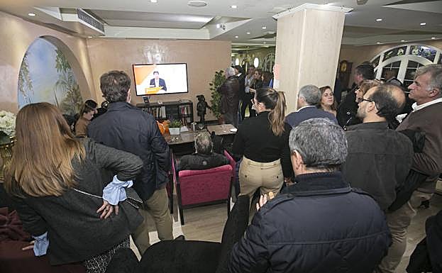 El cuartel general de Ciudadanos en Granada durante la noche electoral. 