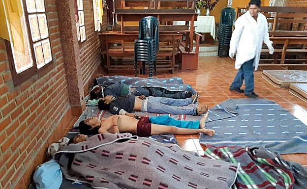 Los cuerpos de los cinco fallecidos en las protestas de Bolivia. .