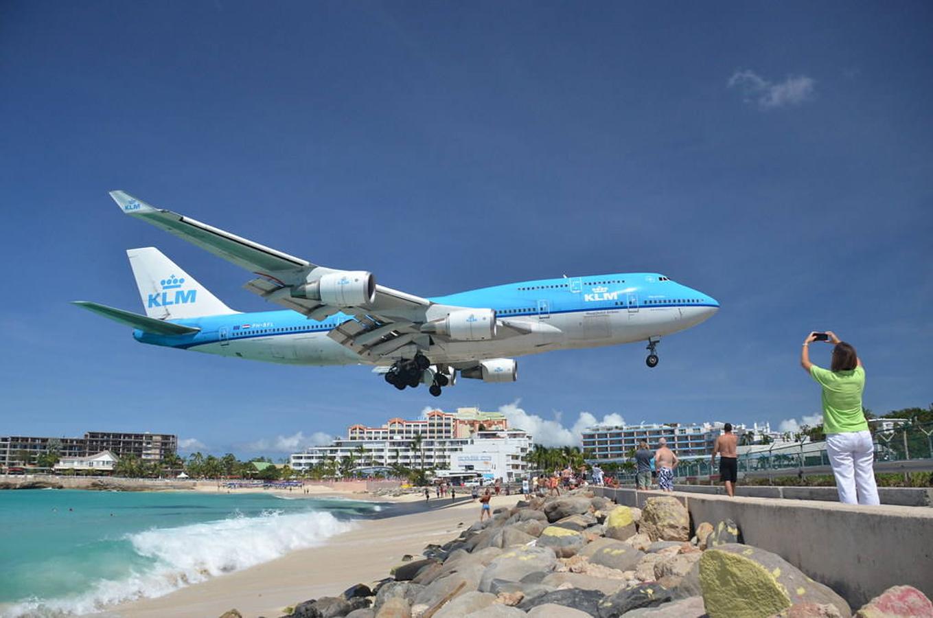 Aeropuerto Princesa Juliana (Isla de San Martín, Caribe).