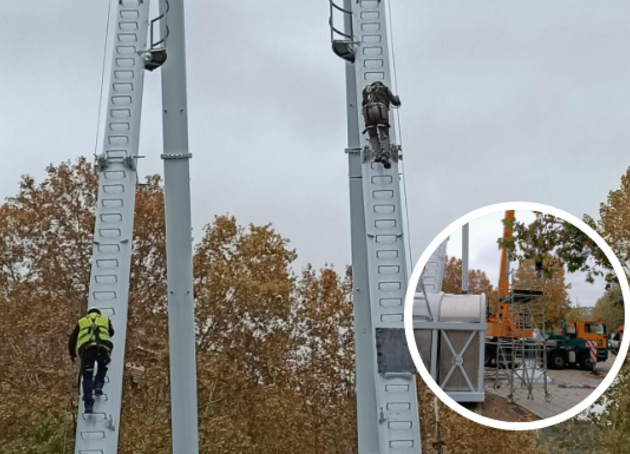 La noria de Granada, en construcción. 